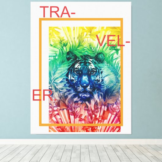 Travel Jungle Wild Tiger Tropical Blätter Leinwanddruck (Insitu (Holzboden))