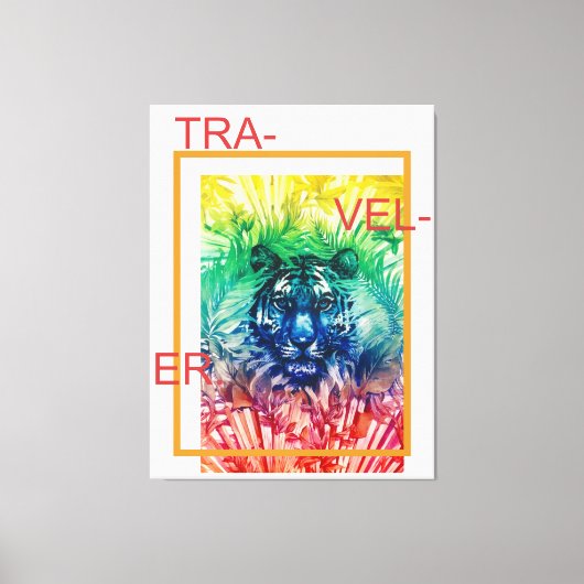 Travel Jungle Wild Tiger Tropical Blätter Leinwanddruck (Vorderseite)