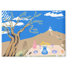 Travel keepsake Greek afternoon olive tree scene