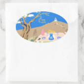 Travel keepsake Greek afternoon olive tree scene Ovaler Aufkleber (Tasche)