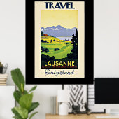 Travel Lausanne, Schweiz Vintage Poster. Poster (Heimbüro)