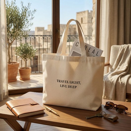 Travel Light Live Deep Minimalist Typography  Jumbo Stoffbeutel