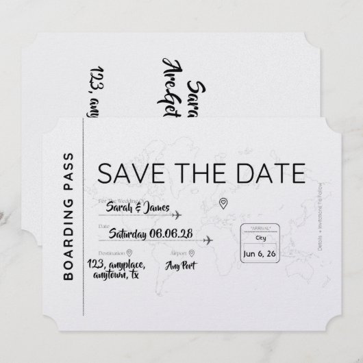 travel lover save the date boarding pass (Vorne/Hinten)