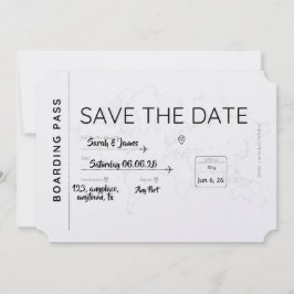 travel lover save the date boarding pass