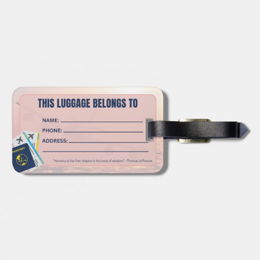 Travel Luggage Tags Gepäckanhänger (Rückseite horizontal)