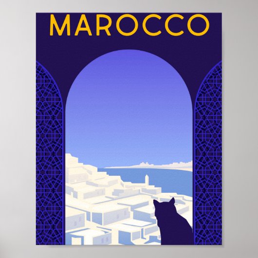 *~* Travel Marocco Marokko Katzenfenster blau Poster (Vorne)