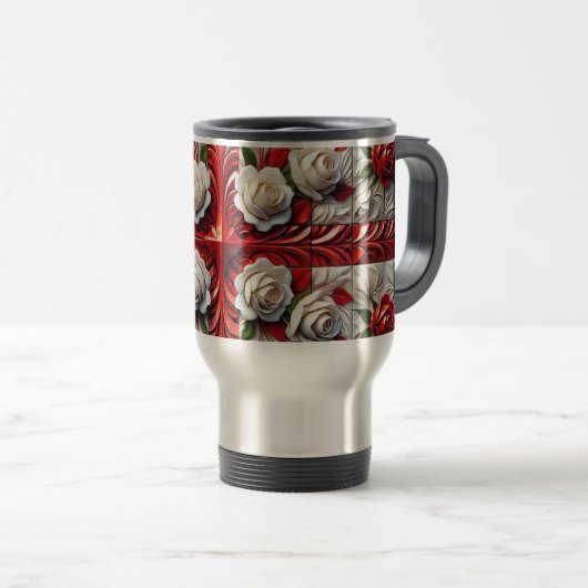 Travel Mug mit englischer Rose Design Reisebecher (VorderseiteRechts)