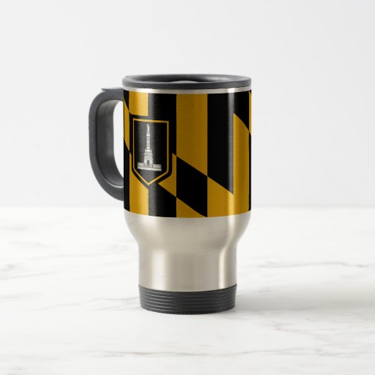 Travel Mug mit Flag Baltimore, Maryland, USA Reisebecher (Vorderseite Links)