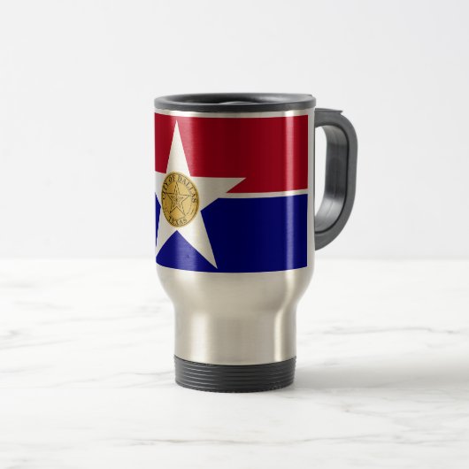 Travel Mug mit Flag Dallas, Texas, USA Reisebecher (VorderseiteRechts)