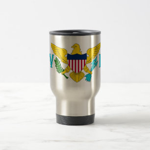 Travel Mug mit Flag Jungfrau Islands - USA Reisebecher