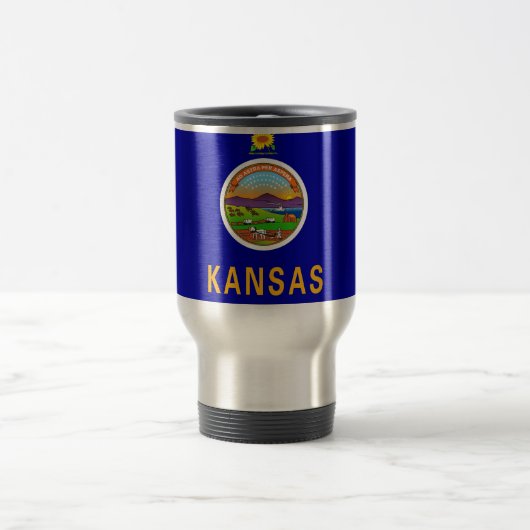 Travel Mug mit Flag Kansas Staat - USA Reisebecher (Mittel)