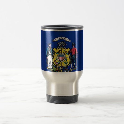 Travel Mug mit Flag Wisconsin Staat - USA Reisebecher (Mittel)