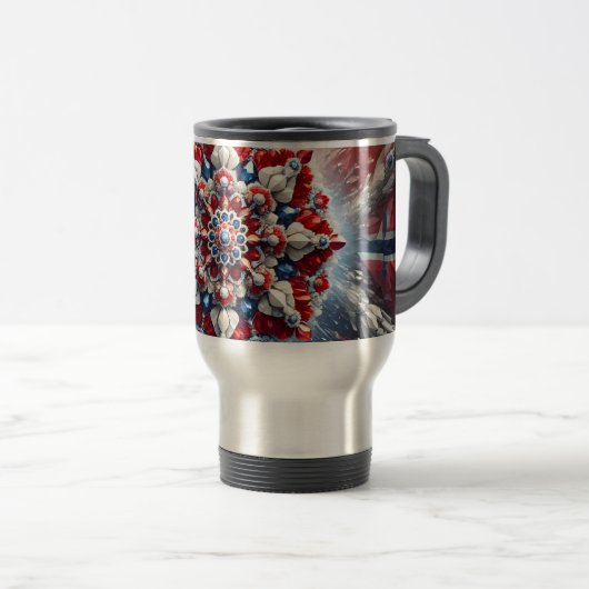 Travel Mug mit Norwegenfarben Design Reisebecher (VorderseiteRechts)