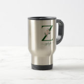 Travel Mug Monogram floral with Name Reisebecher (VorderseiteRechts)