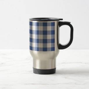 Travel Mug ohne Spill, Dark Blue Karo Gingham Reisebecher