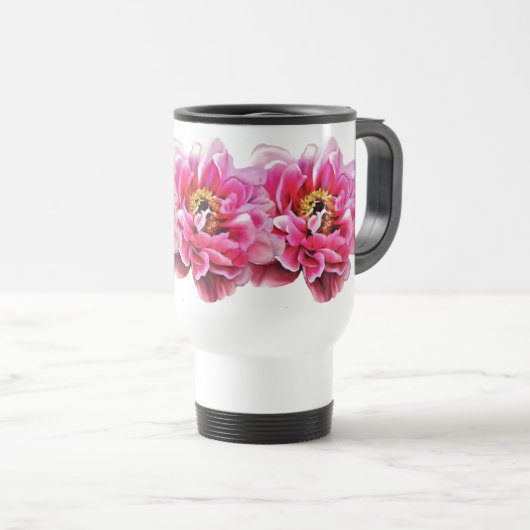 Travel Mug - Pink Peonies Reisebecher (VorderseiteRechts)