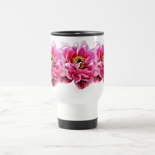 Travel Mug - Pink Peonies Reisebecher (Mittel)