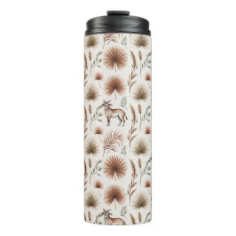 Travel mug with a pattern of brown and green thermosbecher
