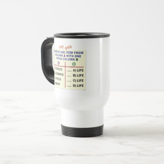 Travel mug with a pro-life message. reisebecher (Vorderseite Links)