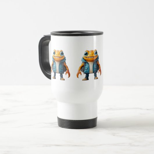 Travel mug with custom name and frog image reisebecher (Vorderseite Links)