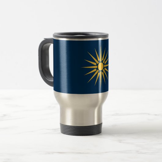 Travel Mug with Flag of Macedonia, Greece Reisebecher (Vorderseite Links)