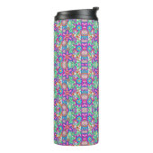 Travel mug with vibrant, kaleidoscopic pattern. thermosbecher (Nach links gedreht)