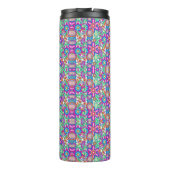 Travel mug with vibrant, kaleidoscopic pattern. thermosbecher (Rückseite)