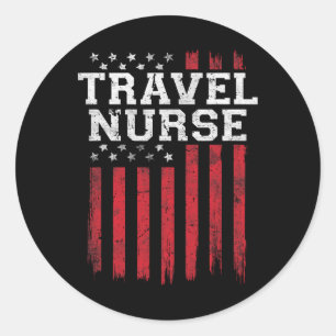 Travel Nurse American Flag Usa Patriot Patriotic N Runder Aufkleber