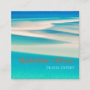 Travel Ocean Beach Aqua Blue QR Business Quadratische Visitenkarte