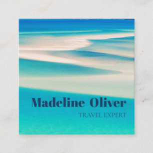 Travel Ocean Beach Aqua Blue QR Business Quadratische Visitenkarte
