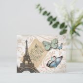 Travel Paris Effiel Tower Wedding speichern Sie da Ankündigungspostkarte (Stehend Vorderseite)