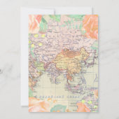 Travel Peach Floral Bridal Dusche Einladung (Rückseite)