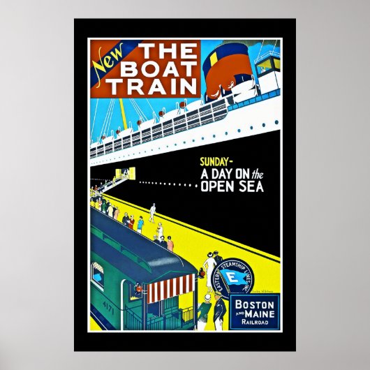 Travel Poster Vintag Boston Maine Railway (Vorne)