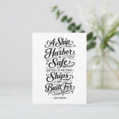 Travel Quote: A Ship in Harbor Postkarte (Stehend Vorderseite)