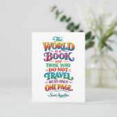Travel Quote: The World Is a Book Postkarte (Stehend Vorderseite)