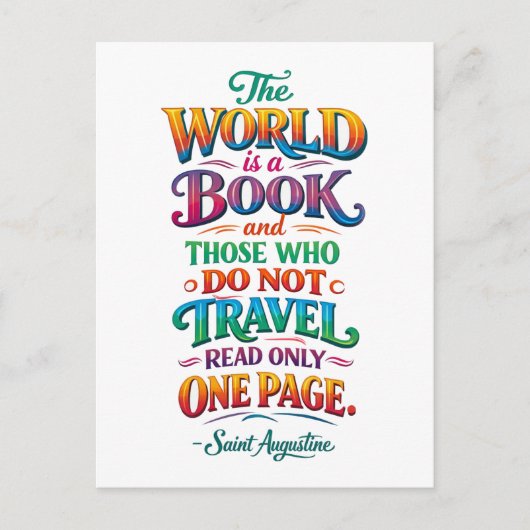 Travel Quote: The World Is a Book Postkarte (Vorderseite)