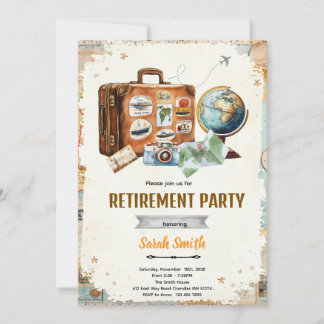 Travel retirement party invitation einladung