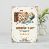 Travel retirement party invitation einladung (Stehend Vorderseite)
