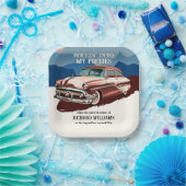 Travel Retro Classic Car Theme 50th Birthday Pappteller (Party)