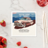 Travel Retro Classic Car Theme 50th Birthday Serviette (Beispiel)