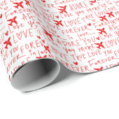 Travel Romantic Love You Red Airplane Custom Geschenkpapier (Rolleneckpunkt)