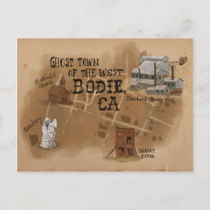 Travel Sketch Postcard: Ghost Town of Bodie CA Postkarte