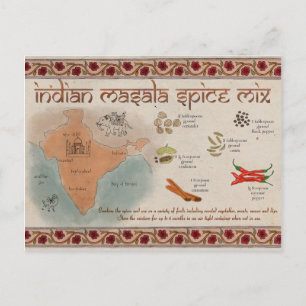 Travel Sketch Postcard: Indian Masala Spice Mix Postkarte
