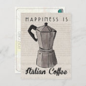 Travel Sketch Postcard: Italian Coffee Press Postkarte (Vorne/Hinten)