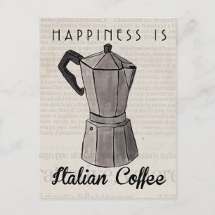 Travel Sketch Postcard: Italian Coffee Press Postkarte