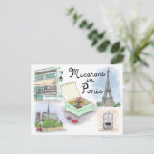 Travel Sketch Postcard: Macarons in Paris Frankrei Postkarte (Stehend Vorderseite)
