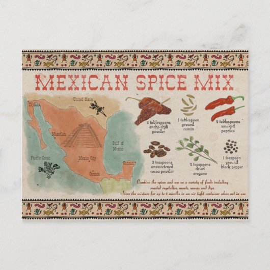 Travel Sketch Postcard: Mexican Spice Mix Postkarte (Vorderseite)