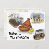 Travel Sketch Postcard: Tajine in Fes, Marokko Postkarte (Vorne/Hinten)