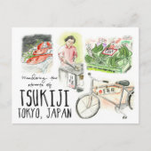 Travel Sketch Postcard: Wandering Tsukiji Tokio Postkarte (Vorderseite)