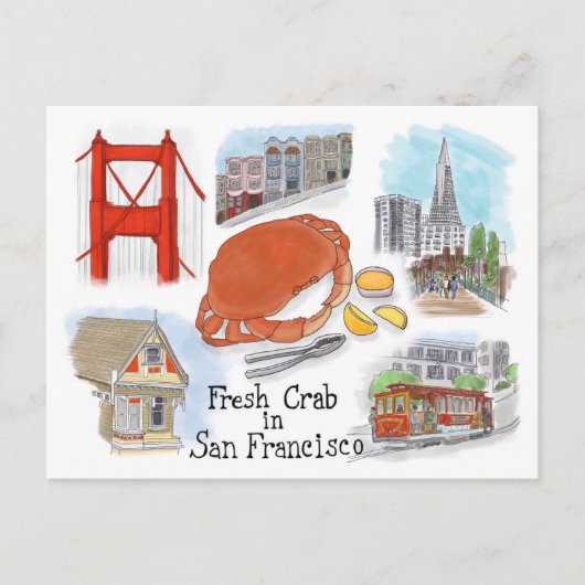 Travel Sketch Postkarte: Crab in San Francisco Postkarte (Vorderseite)
